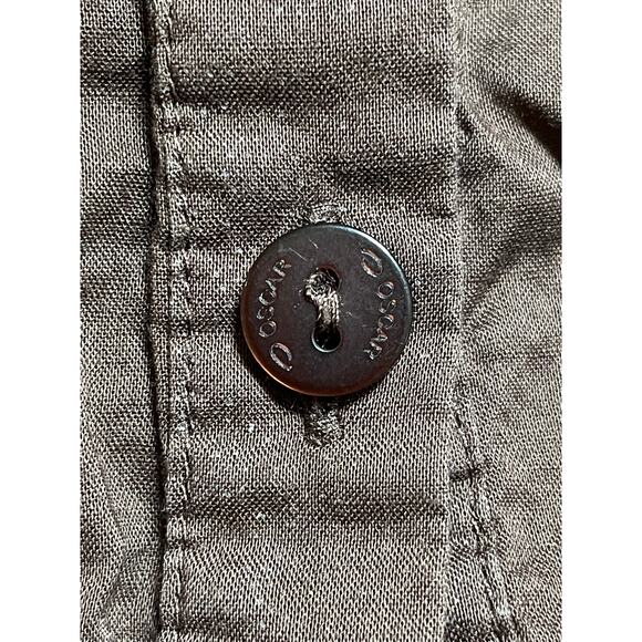 Oscar Oscar De La Renta Company Large Blouse Brown Sleeveless Ruffled Button Up - Picture 6 of 8